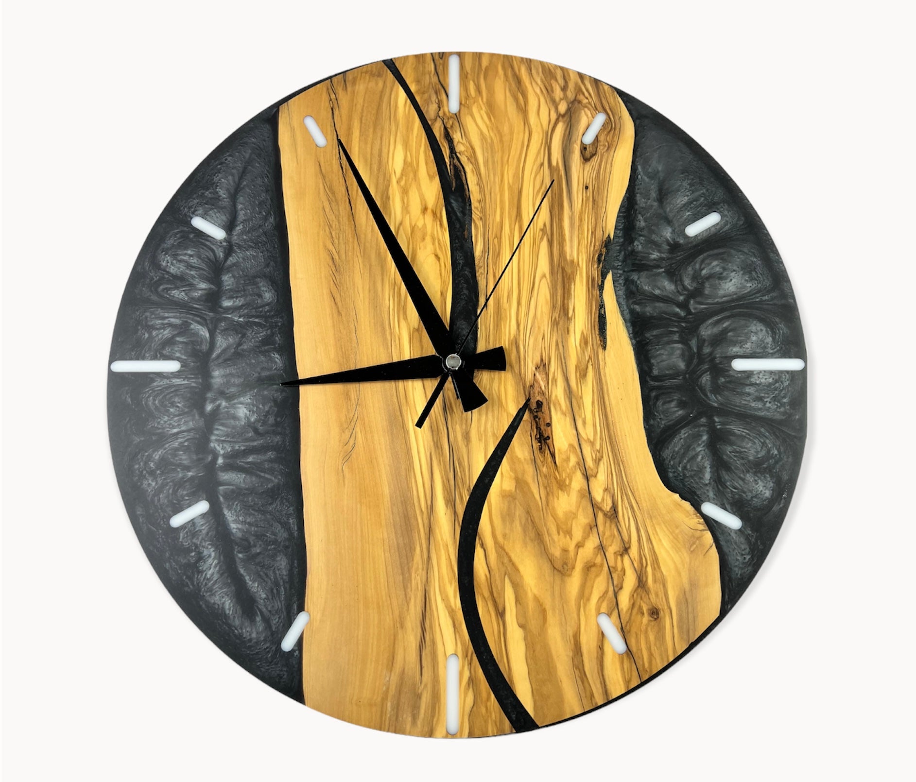 16'' Resin & Olive Wood Wall Clock Douglas Luxury Woodie