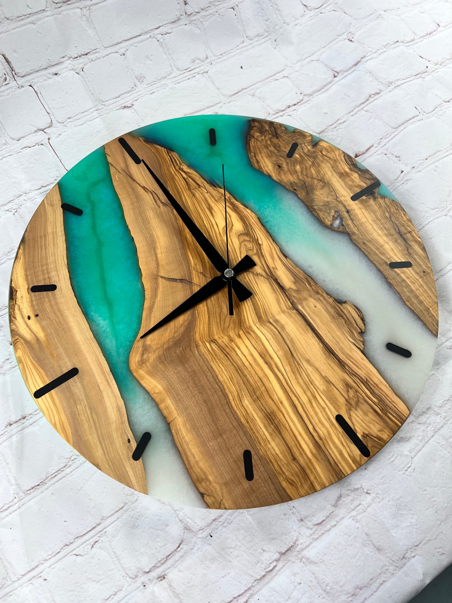 16'' Resin & Olive Wood Wall Clock - Kenai River