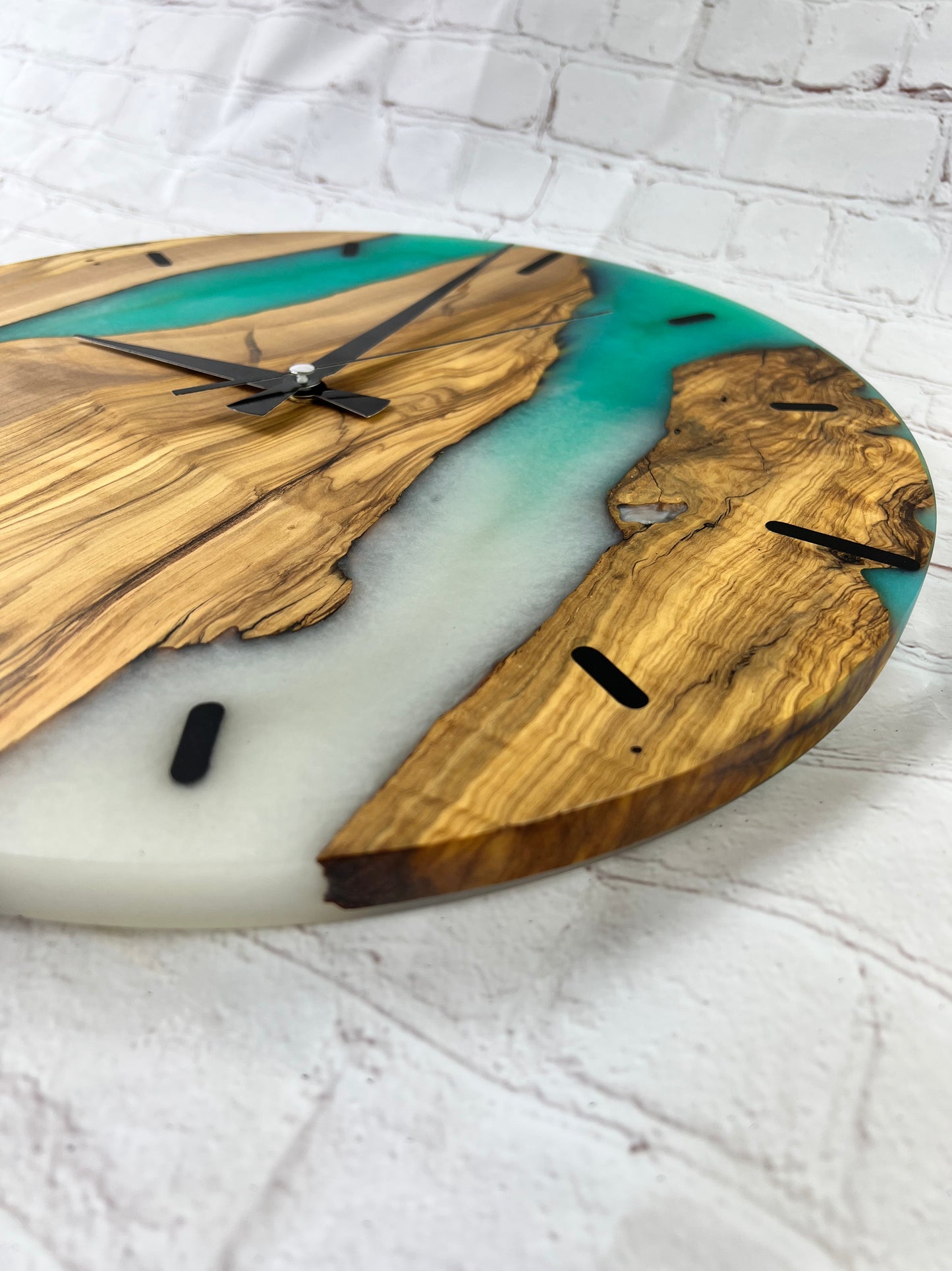 16'' Resin & Olive Wood Wall Clock - Kenai River