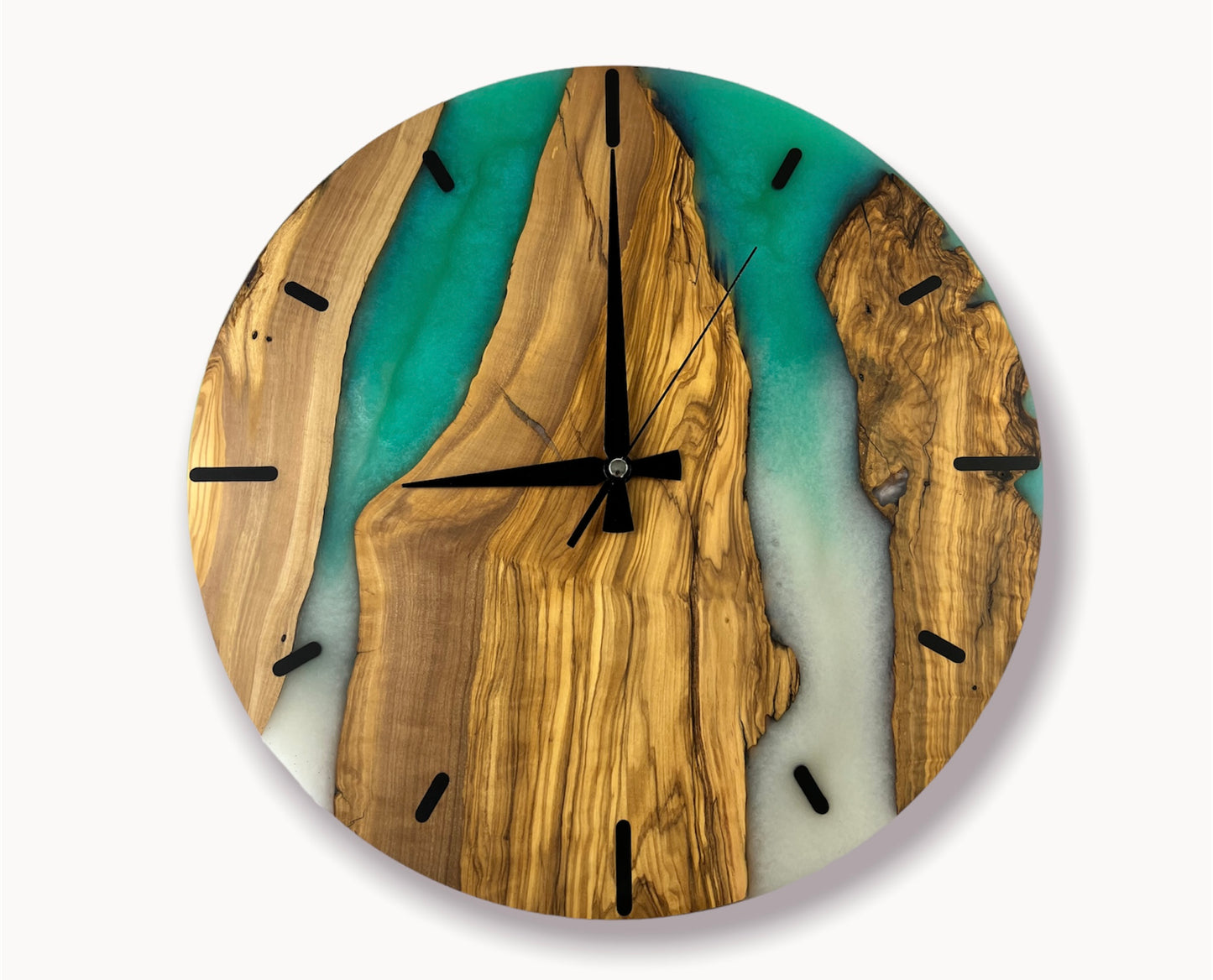 16'' Resin & Olive Wood Wall Clock - Kenai River