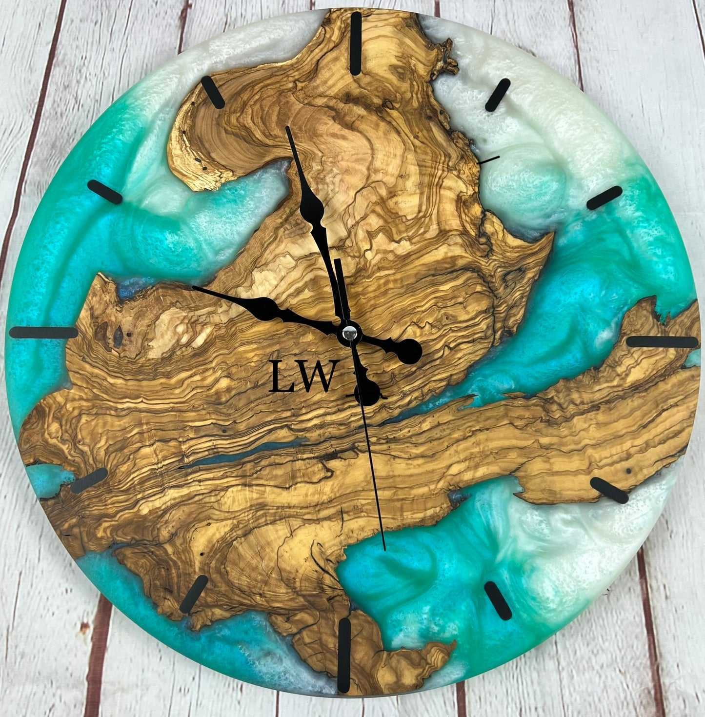 Custom - Resin and Olive Wood Wall Clock
