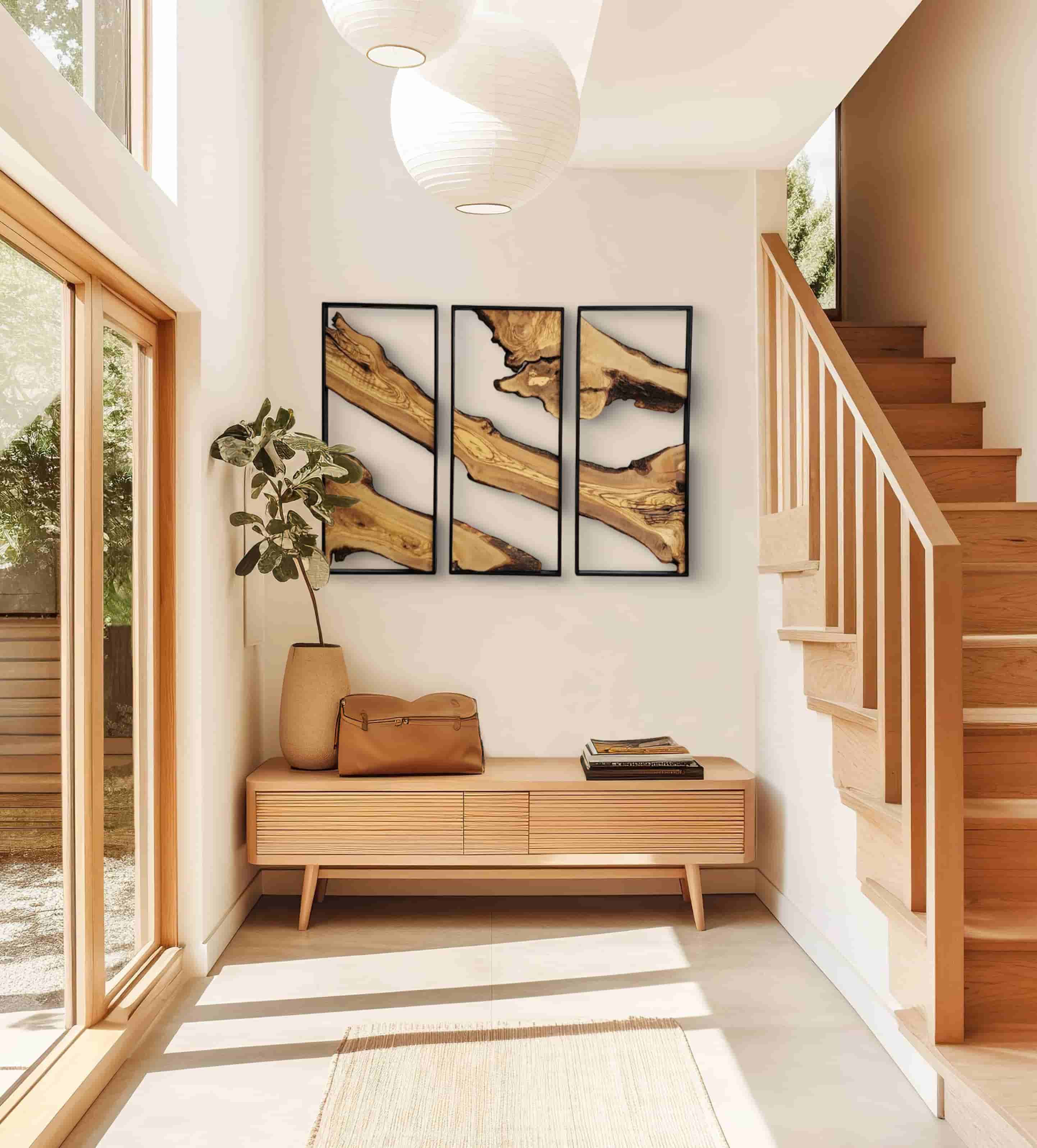 Set of 3 - Metal and Olive Wood Wall Decor – Luxury Woodie