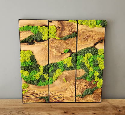 Moss and Olive Wall Art with Metal Frame