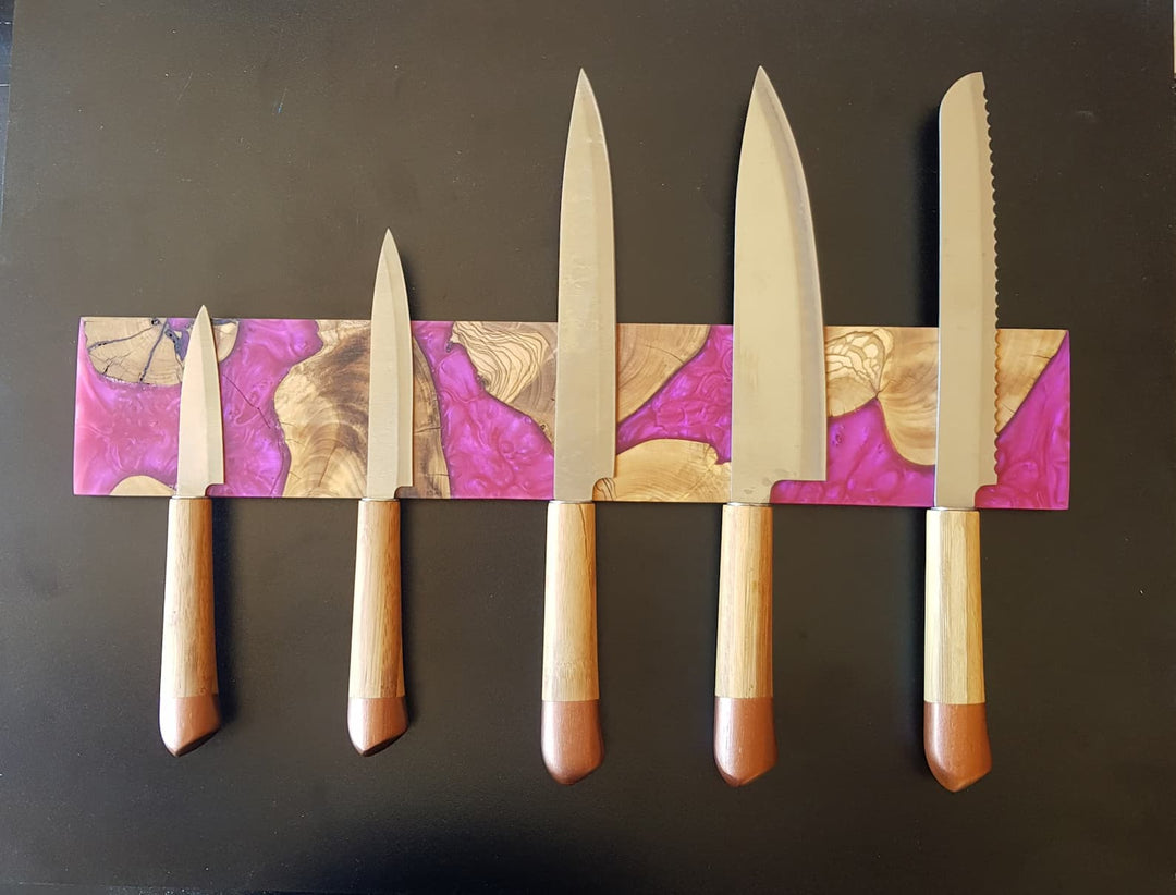 Deluxe Resin and Olive Wood Magnetic Knife Holder