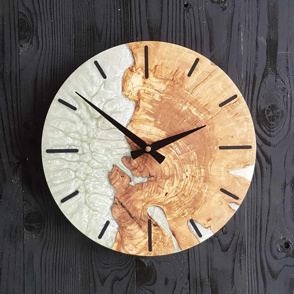 Resin and Olive Wood Wall Clock