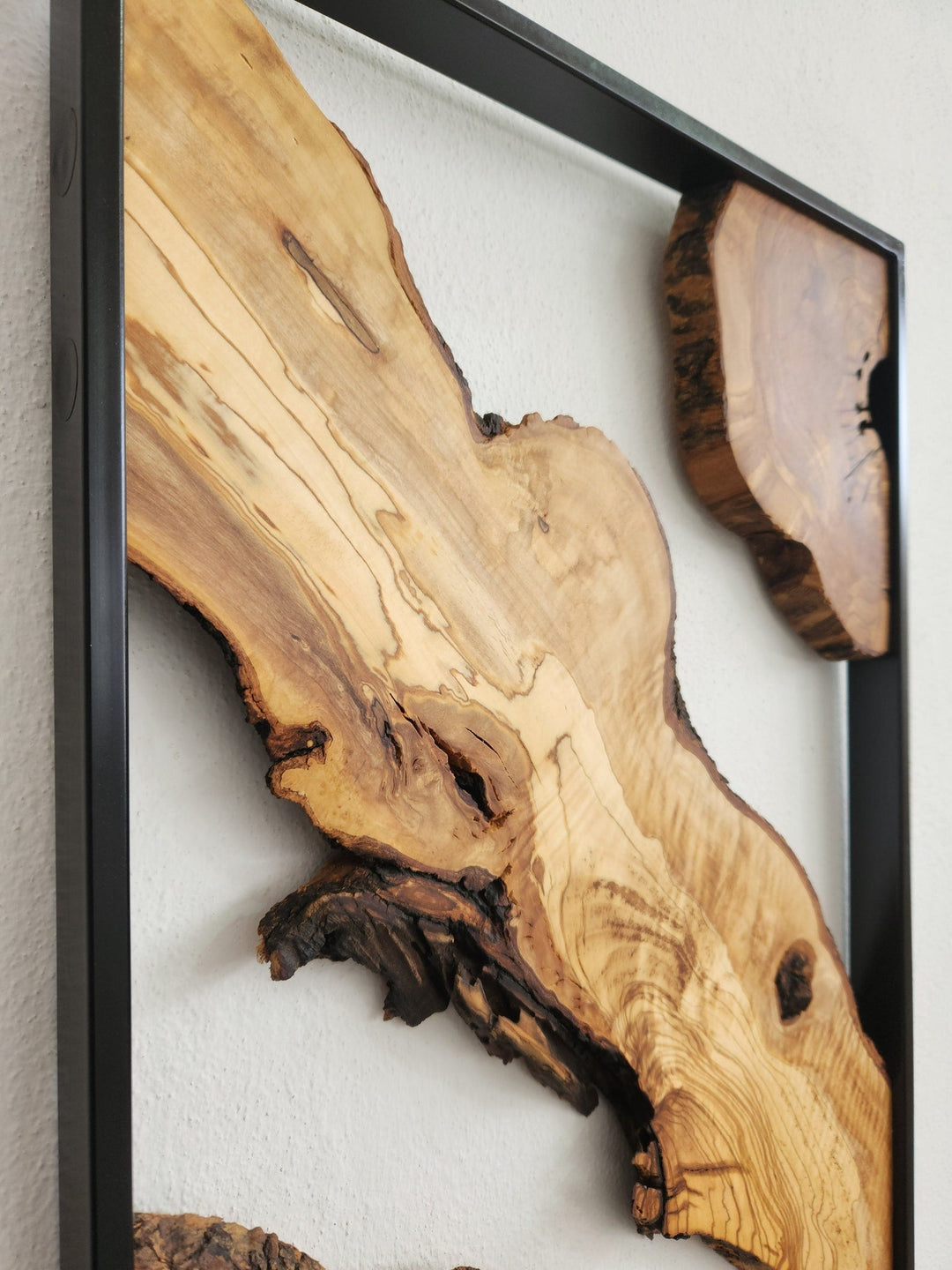 Set of 3 - Metal and Olive Wood Wall Decor