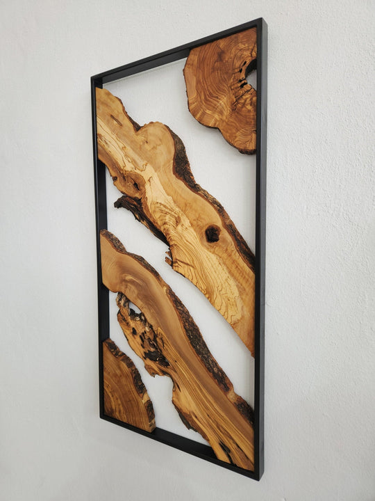 Set of 3 - Metal and Olive Wood Wall Decor