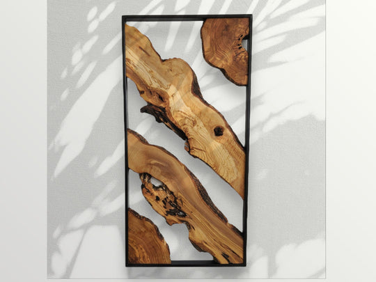 Set of 3 - Metal and Olive Wood Wall Decor