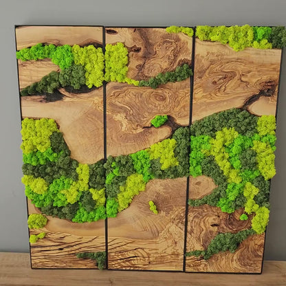 Moss and Olive Wall Art with Metal Frame