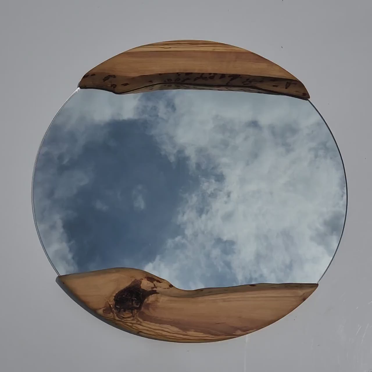 Olive wood rustic mirror