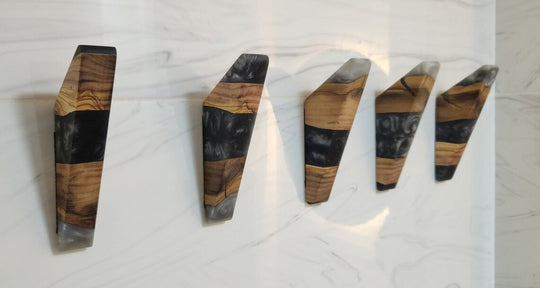 Epoxy and Olive Wood Wall Hooks