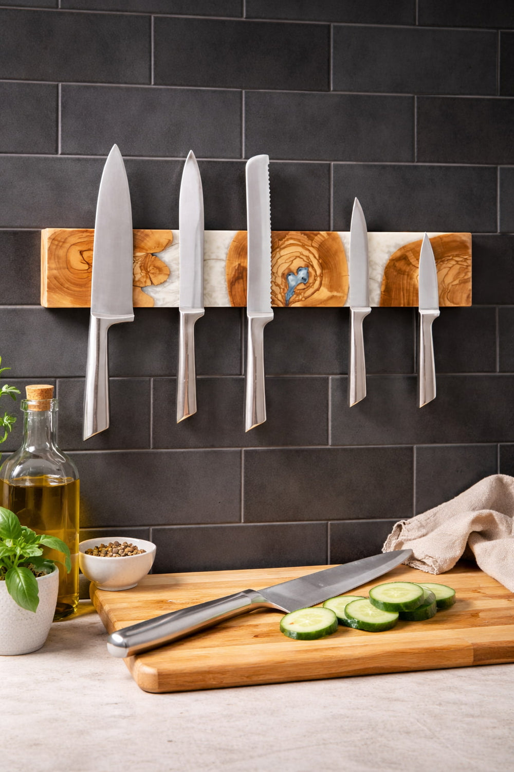 Resin and Olive Wood Magnetic Knife Holder