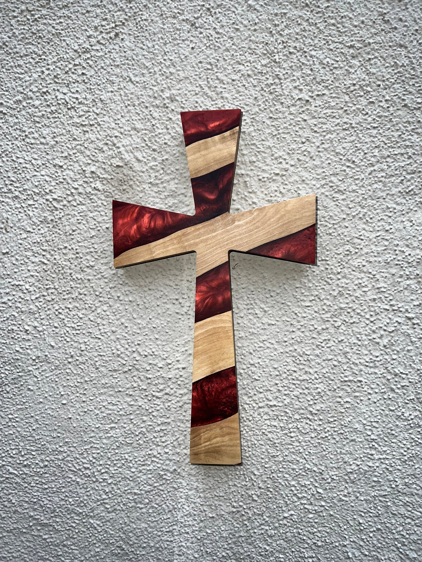 Copper resin and olive wood cross