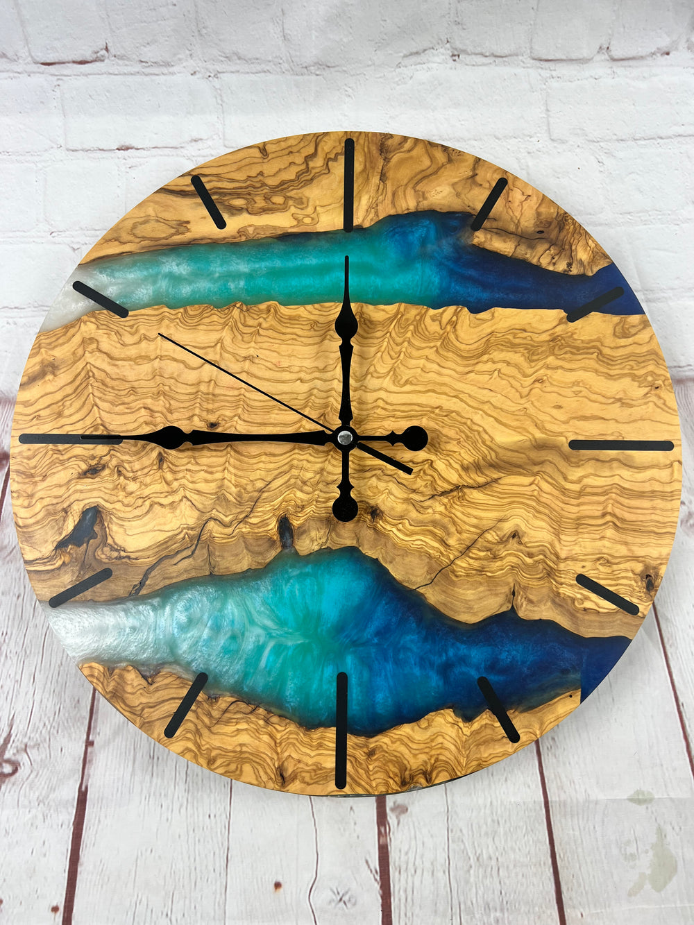 16'' Resin & Olive Wood Wall Clock-Mallorca