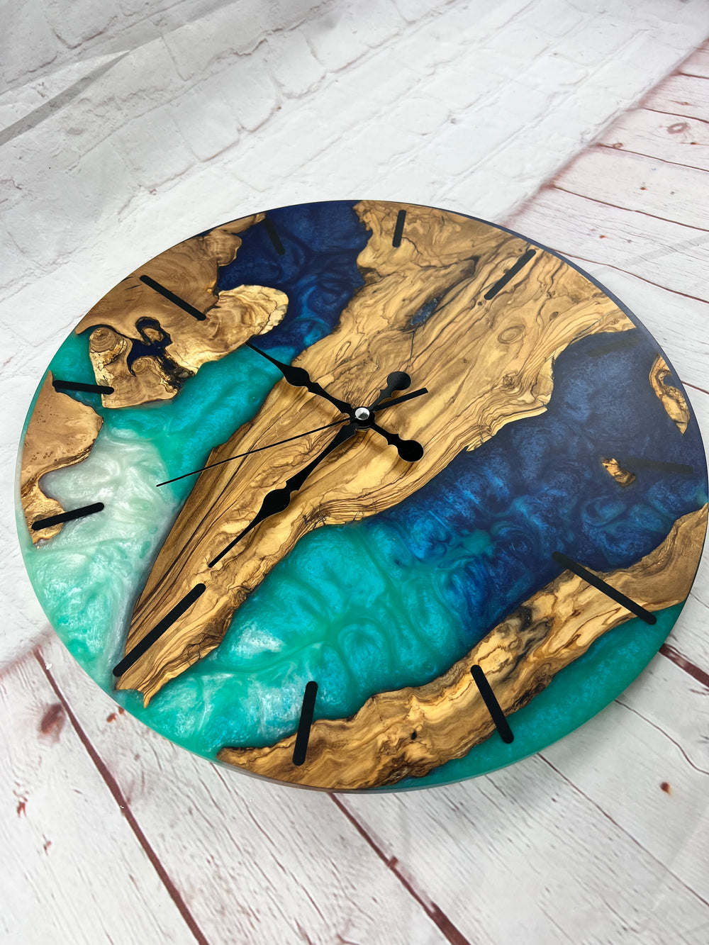 16'' Resin & Olive Wood Wall Clock-Capri