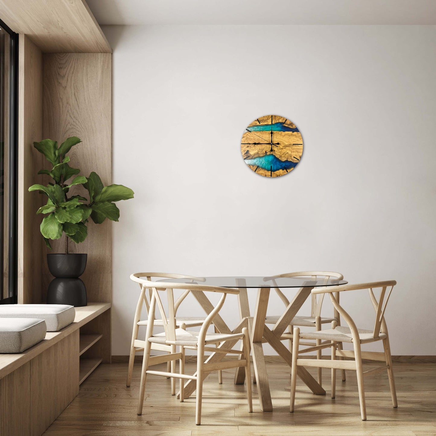 16'' Resin & Olive Wood Wall Clock-Mallorca