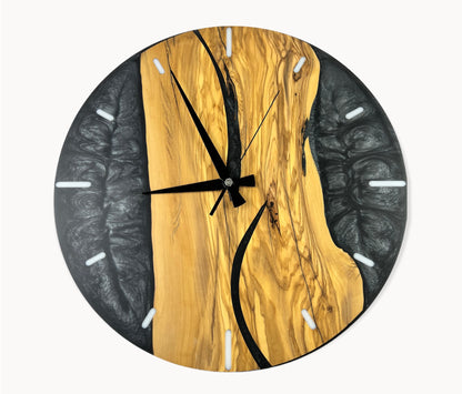 16'' Resin & Olive Wood Wall Clock - Douglas
