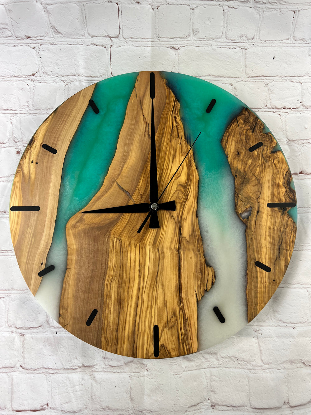 16'' Resin & Olive Wood Wall Clock - Kenai River