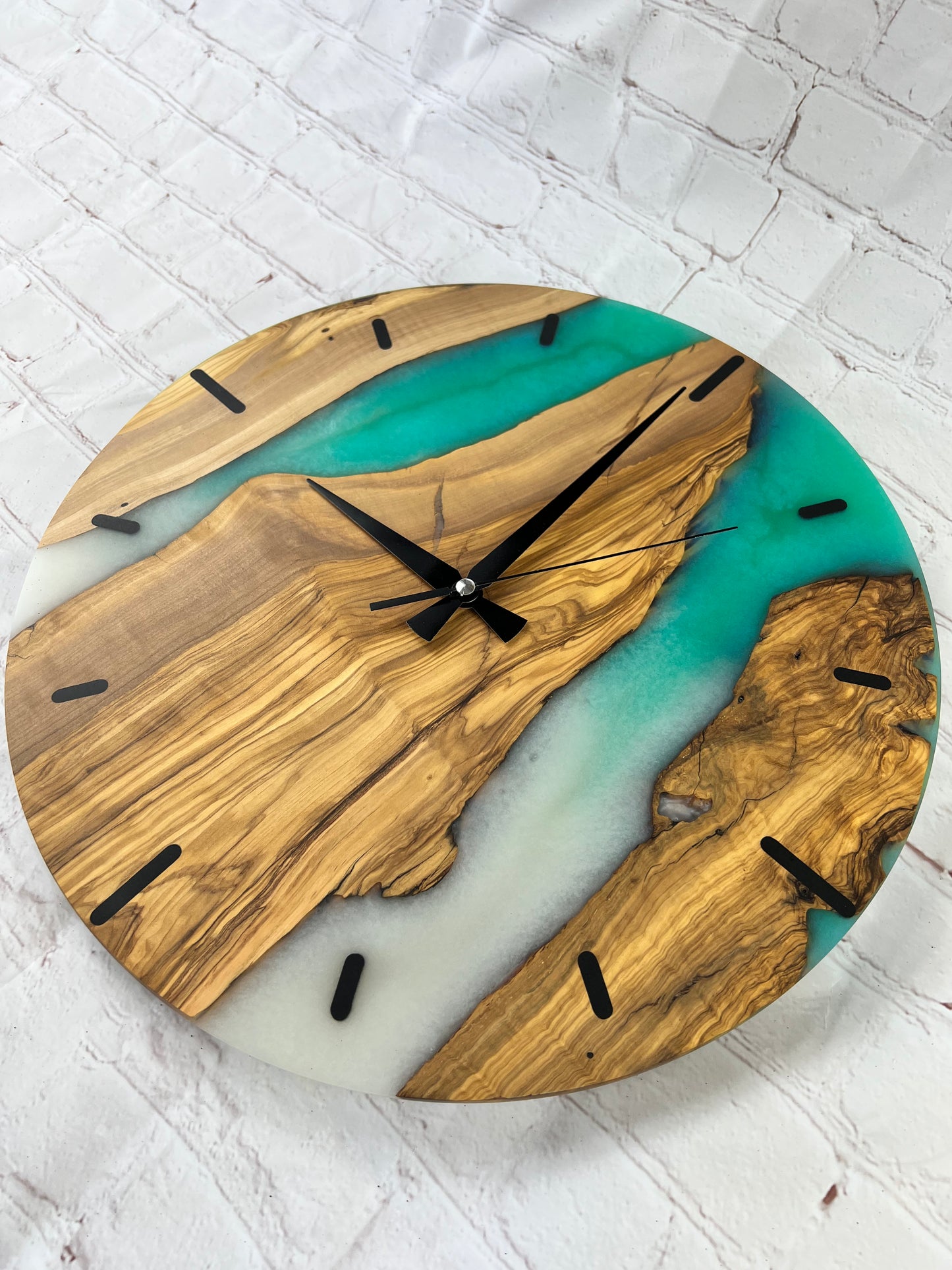 16'' Resin & Olive Wood Wall Clock - Kenai River