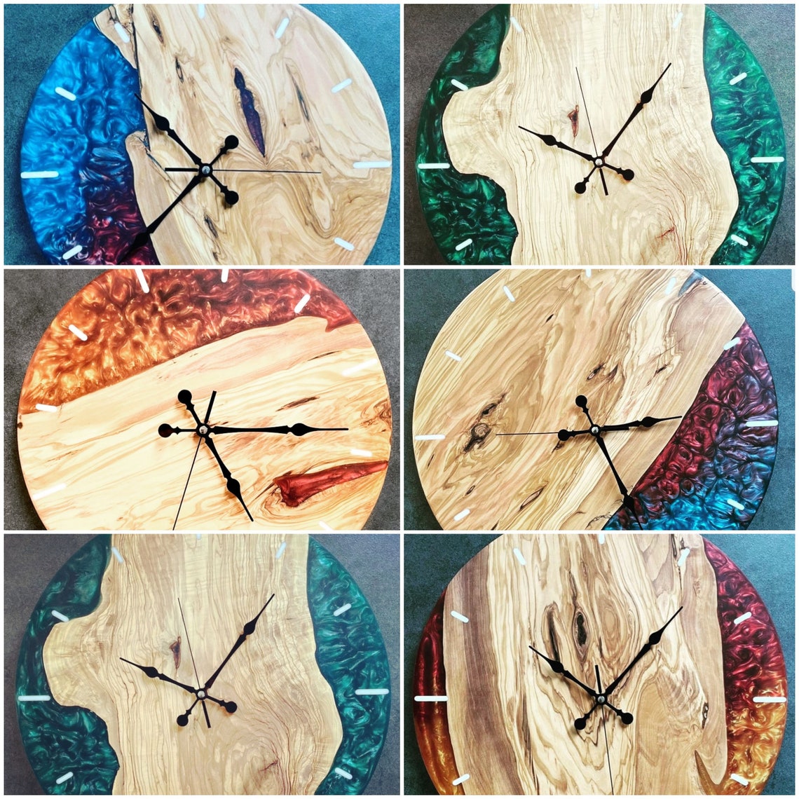 Custom - Resin and Olive Wood Wall Clock