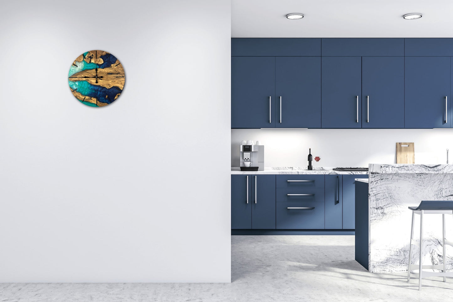Custom Epoxy Resin Olive Wood Wall Clock,Modern Home Decor,Gift,Live Edge Wall Clocks