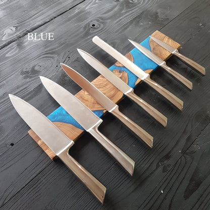 resin and olive wood knife block, knife holder