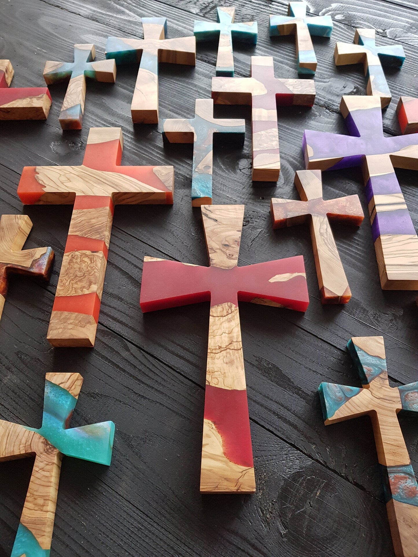Custom Handmade Resin and Olive Wood Wall Cross, Wooden Wall Cross, Large wooden Wall Cross,Wall Crucifix,House and Church Gift