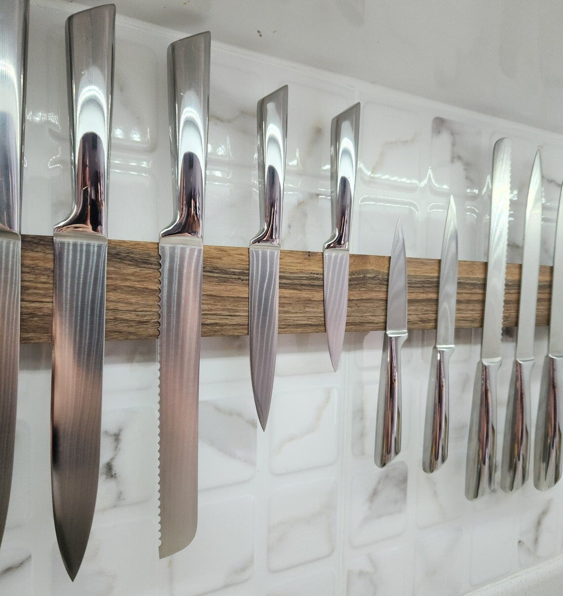 Walnut Magnetic Knife Rack, Classic Wooden Knife Holder, Magnetic Bar for Knives, Knife Rack, Kitchen Knife Holder