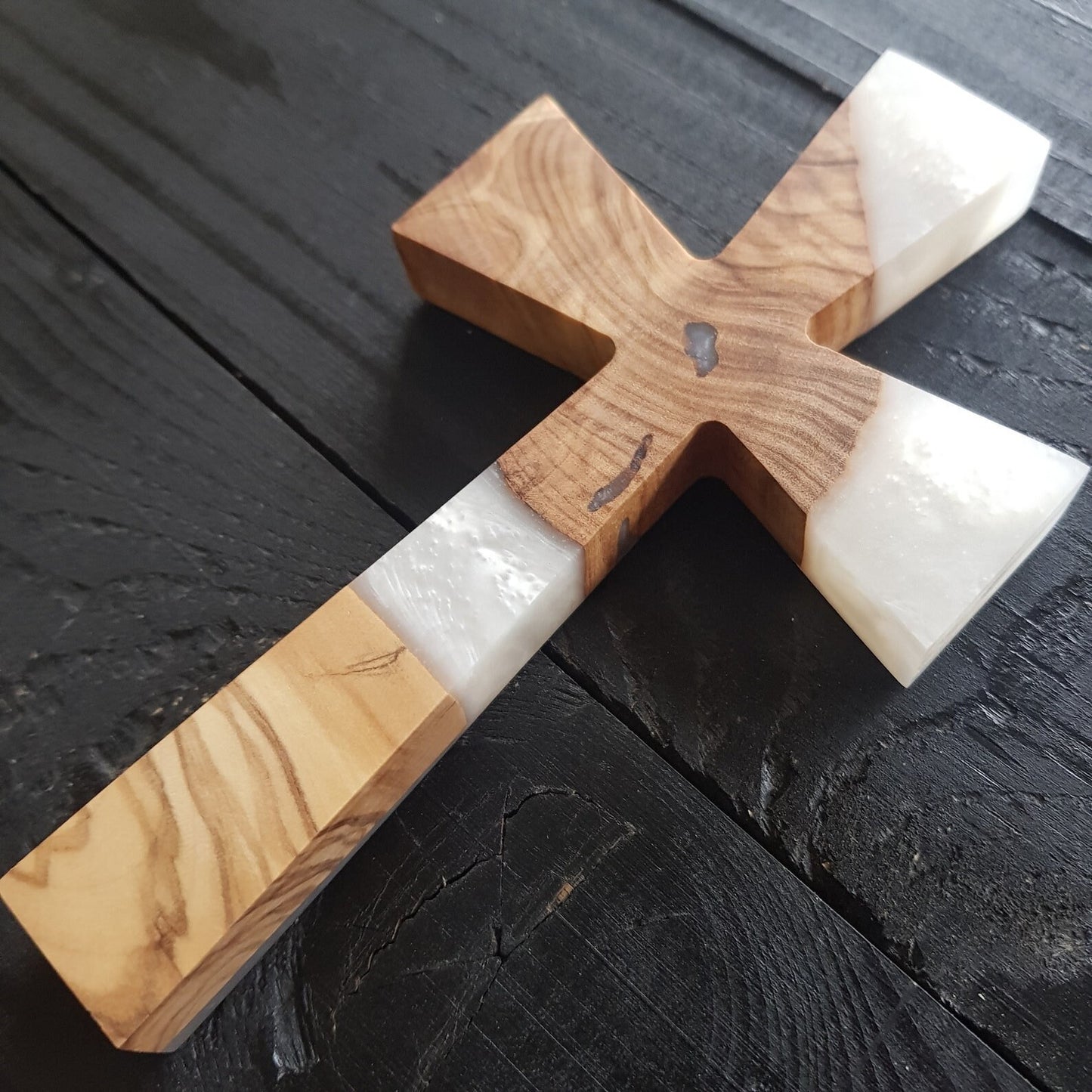 Custom Made Resin and Olive Wood Wall Cross, Wooden Wall Cross, Large wooden Wall Cross, Wall Crucifix, House and Church Gift