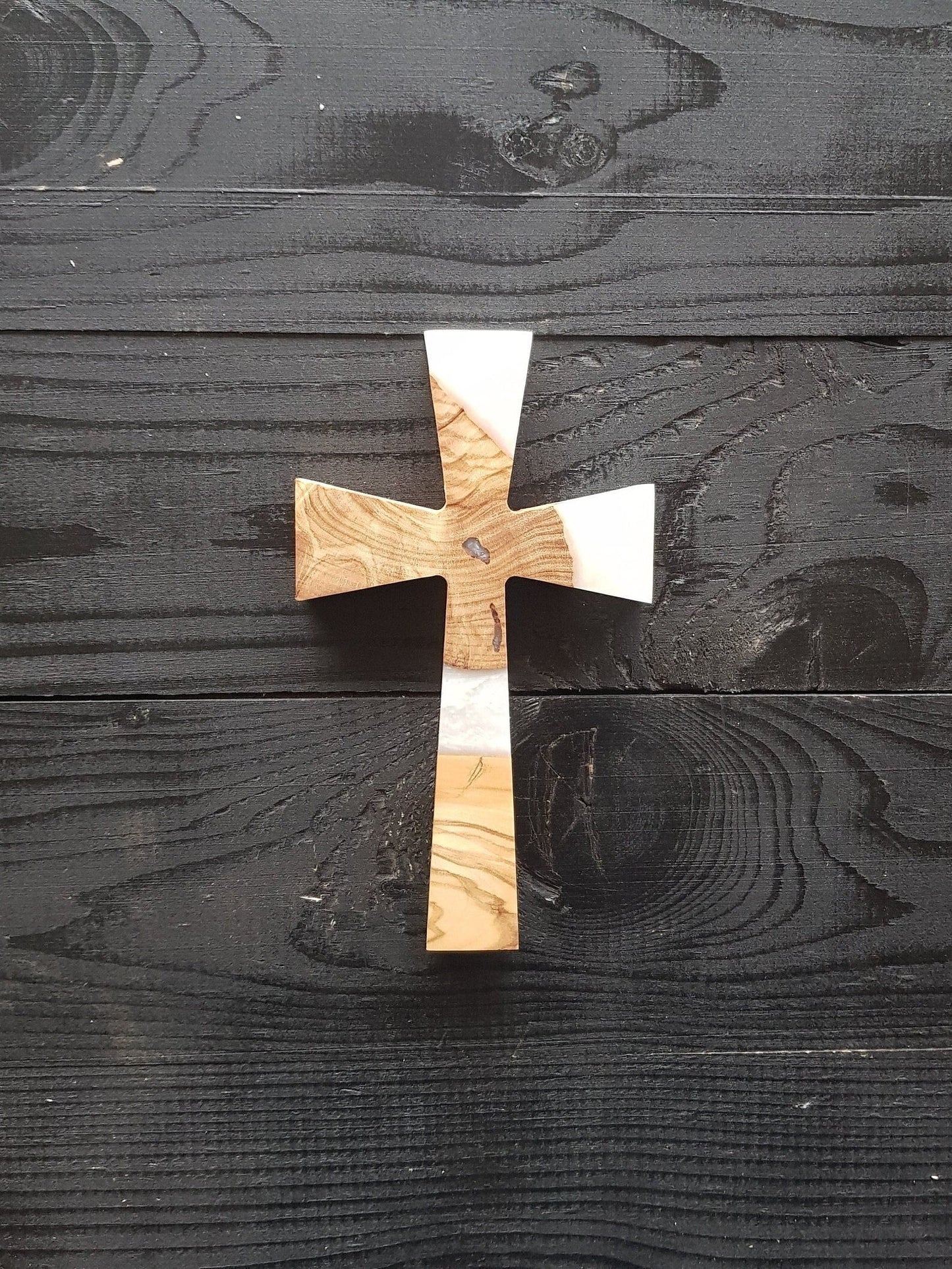 Custom Made Resin and Olive Wood Wall Cross, Wooden Wall Cross, Large wooden Wall Cross, Wall Crucifix, House and Church Gift