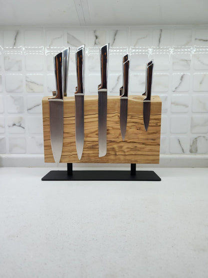 Handmade Magnetic Knife Block, Handmade Olive Wood Knife Rack, Magnetic Bar for Knives, Knife Rack, Kitchen Utensil Holder