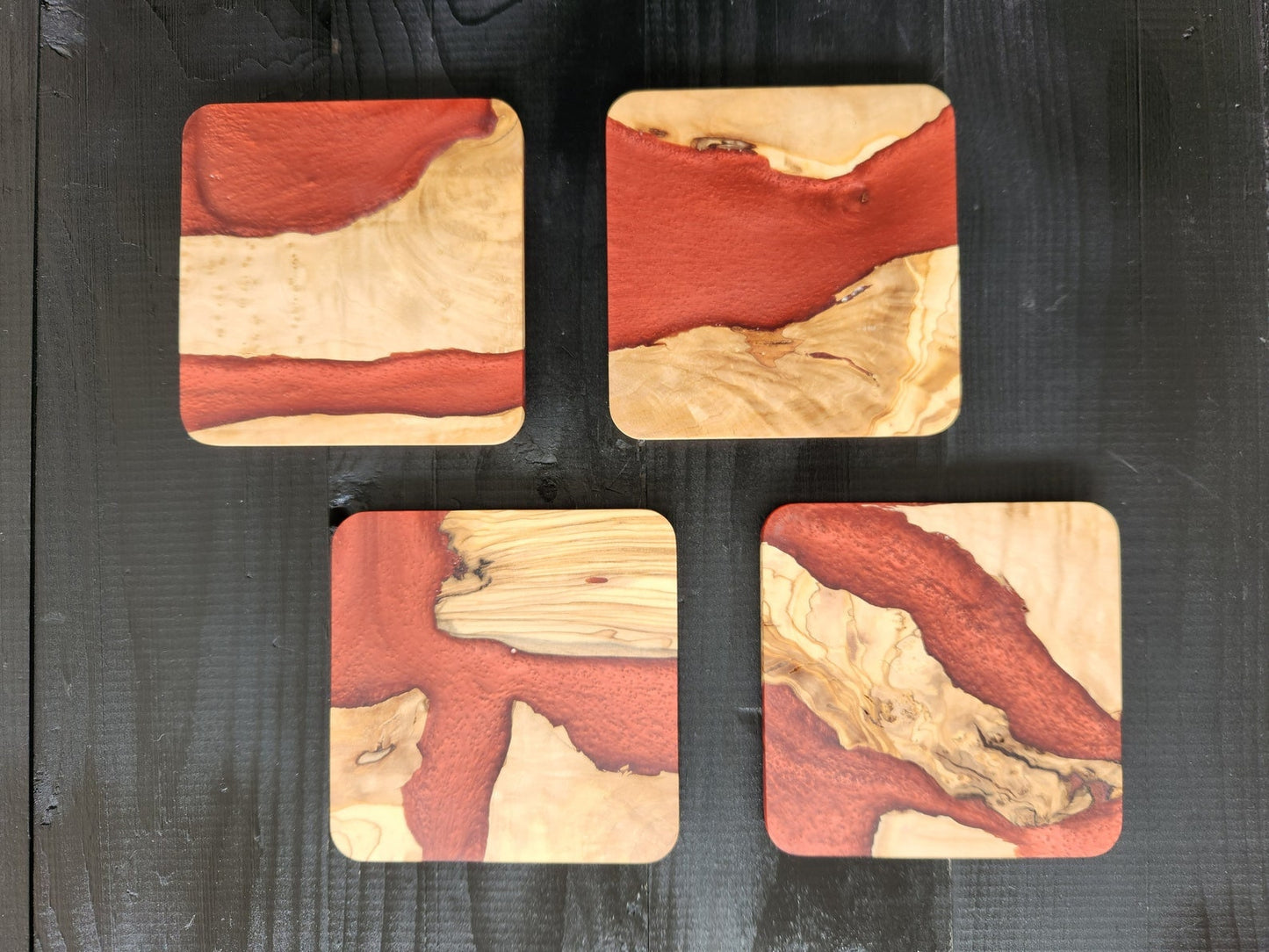 Custom Handmade Epoxy and Olive Wood Coasters for drinks, Suitable for variety of cups, Modern Home Decor Coasters,Tabletop Protection