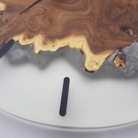 Clear resin and wooden wall clock