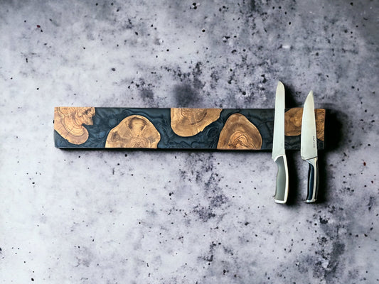 Deluxe Magnetic Knife Holder, Epoxy and Olive Wood Knife Rack, Magnetic Bar for Knives, Knife Rack, Kitchen Utensil Holder, Knife Block