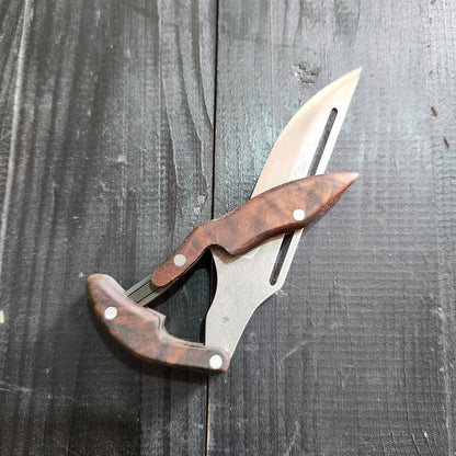Custom Made Walnut Wood Pocket Knife, High Quality Stainless Steel Laser Engraved Knife
