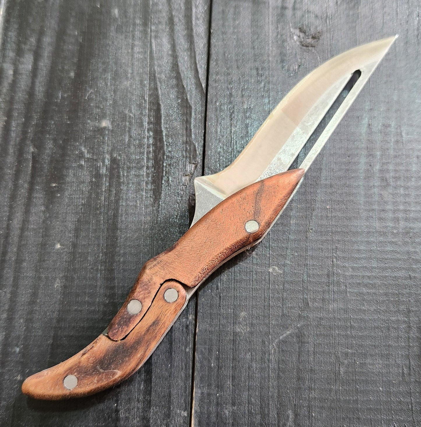 Custom Made Walnut Wood Pocket Knife, High Quality Stainless Steel Laser Engraved Knife