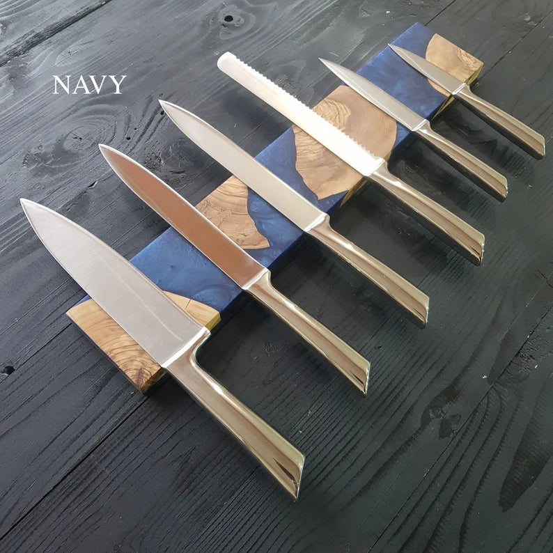 Deluxe Resin and Olive Wood Magnetic Knife Holder