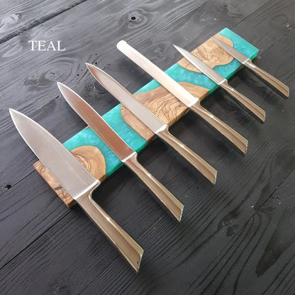 Custom Handmade Magnetic Knife Holder,Resin and Olive Wood Knife Rack,Magnetic Bar for Knives, Knife Rack, Kitchen Utensil Holder