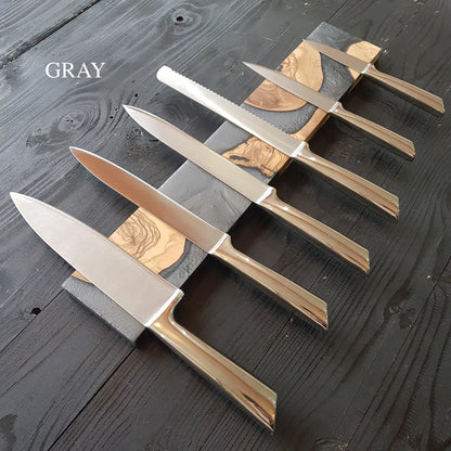 Custom Handmade Magnetic Knife Holder,Resin and Olive Wood Knife Rack,Magnetic Bar for Knives, Knife Rack, Kitchen Utensil Holder