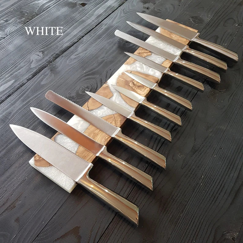 Oak Wood Knife Block Custom Knife Holder Rustic Knife Set Stand